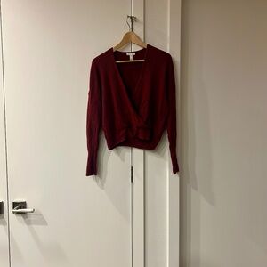 Leith wrap‑front ribbed sweater – size M